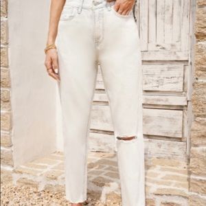 white vintage slit straight jeans